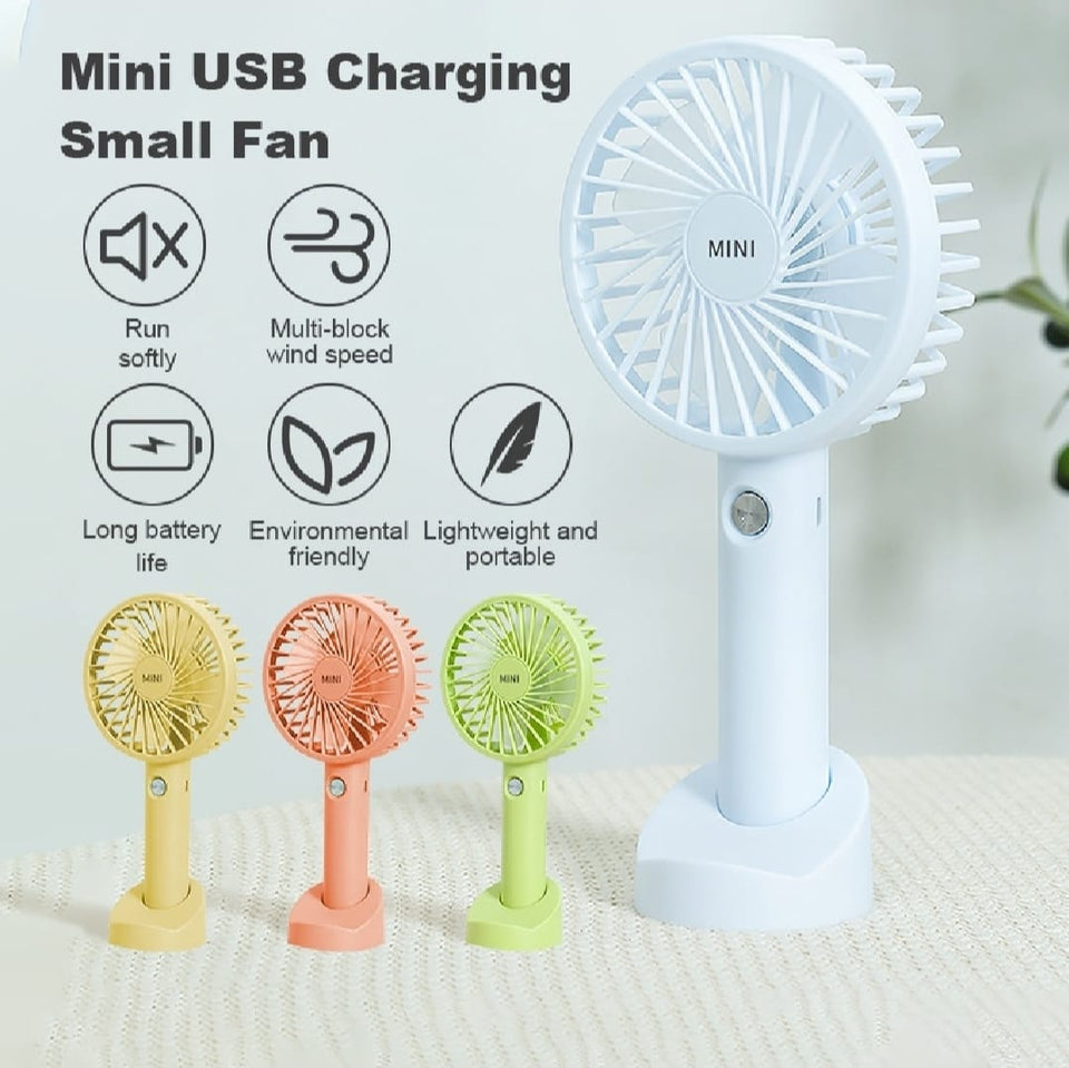 USB Rechargeable Fan | Handheld 3 Speed Strong Wind Electric Small Mini Cooling Fan (random color)